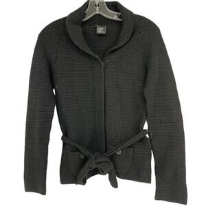 Theory Cardigan Belted Wool-Cashmere Black Small